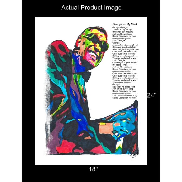 Ray Charles Georgia on My Mind Soul Piano Music Poster Print Wall Art 18x24 - Picture 2 of 5